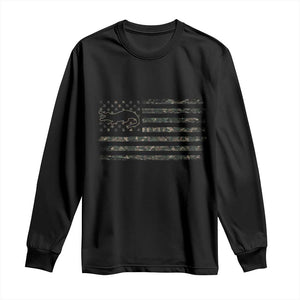 Alligator Hunting Camo American Flag Long Sleeve Shirt Louisiana Bayou Hunter Gift