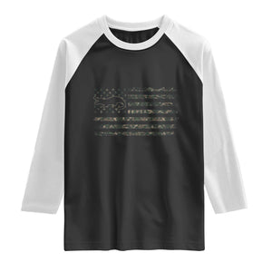 Alligator Hunting Camo American Flag Raglan Shirt Louisiana Bayou Hunter Gift