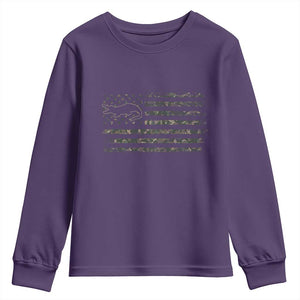 Alligator Hunting Camo American Flag Youth Sweatshirt Louisiana Bayou Hunter Gift