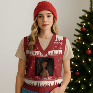 Funny Sassy Christian Doll Face Meme V-Neck Knit Sweater Vest Jesus Saw That