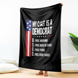 Funny My Cat Is A Democrat Throw Blanket Lazy Cat Political Humor