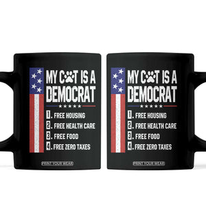 Funny My Cat Is A Democrat Coffee Mug Lazy Cat Political Humor