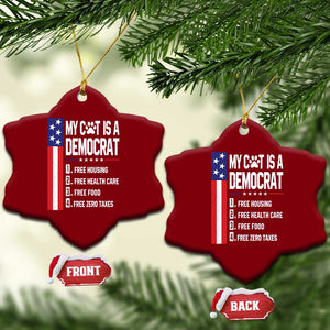 Funny My Cat Is A Democrat Ceramic Ornament Lazy Cat Political Humor