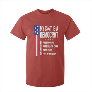 Funny My Cat Is A Democrat T Shirt For Kid Lazy Cat Political Humor