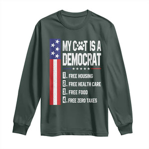 Funny My Cat Is A Democrat Long Sleeve Shirt Lazy Cat Political Humor