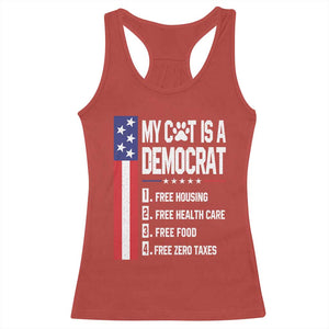 Funny My Cat Is A Democrat Racerback Tank Top Lazy Cat Political Humor
