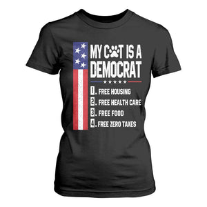 Funny My Cat Is A Democrat T Shirt For Women Lazy Cat Political Humor