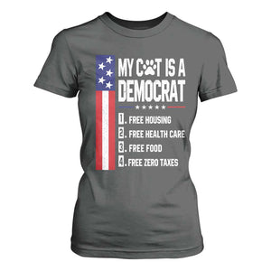 Funny My Cat Is A Democrat T Shirt For Women Lazy Cat Political Humor