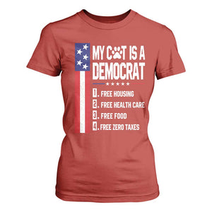 Funny My Cat Is A Democrat T Shirt For Women Lazy Cat Political Humor