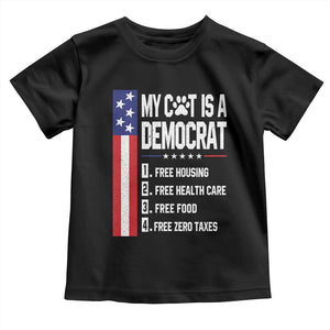 Funny My Cat Is A Democrat Toddler T Shirt Lazy Cat Political Humor