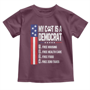 Funny My Cat Is A Democrat Toddler T Shirt Lazy Cat Political Humor