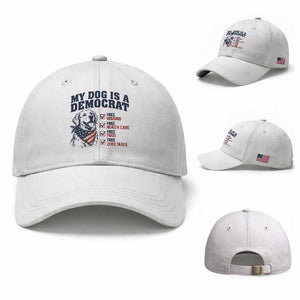 Funny Political Satire Dog Owner Gift Baseball Cap My Dog Is A Democrat TS12 Baseball Cap Universal Fit White Print Your Wear