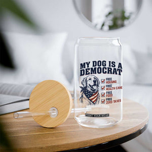 Funny Political Satire Dog Owner Gift Glass Can My Dog Is A Democrat
