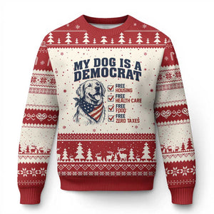 Funny Political Satire Dog Owner Gift Ugly Christmas Sweater My Dog Is A Democrat