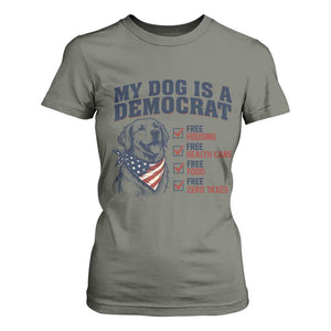 Funny Political Satire Dog Owner Gift T Shirt For Women My Dog Is A Democrat