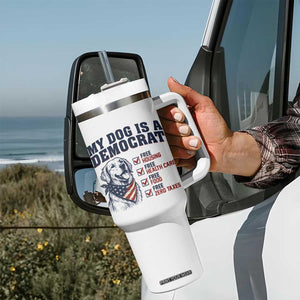 Funny Political Satire Dog Owner Gift Tumbler With Handle My Dog Is A Democrat
