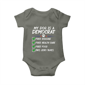 My Dog Is A Democrat Baby Onesie Funny Political Satire Graphic