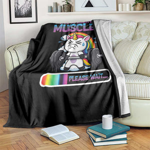 Installing Muscles Please Wait Throw Blanket Cute Unicorn Gym Workout Gift TS12 Print Your Wear