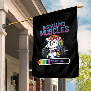 Installing Muscles Please Wait Garden Flag Cute Unicorn Gym Workout Gift TS12 Print Your Wear