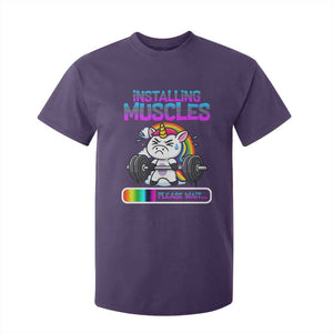 Installing Muscles Please Wait T Shirt For Kid Cute Unicorn Gym Workout Gift TS12 Purple Print Your Wear