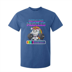 Installing Muscles Please Wait T Shirt For Kid Cute Unicorn Gym Workout Gift TS12 Royal Blue Print Your Wear