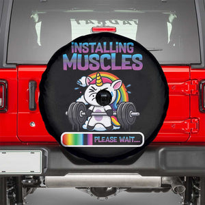 Installing Muscles Please Wait Spare Tire Cover Cute Unicorn Gym Workout Gift TS12 Black Print Your Wear