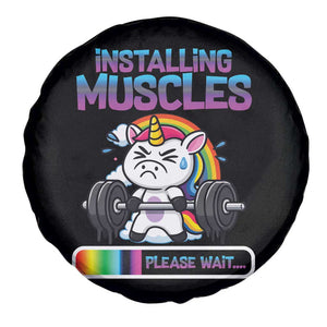 Installing Muscles Please Wait Spare Tire Cover Cute Unicorn Gym Workout Gift TS12 Print Your Wear