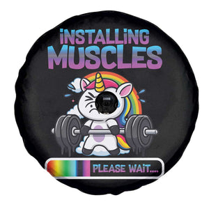 Installing Muscles Please Wait Spare Tire Cover Cute Unicorn Gym Workout Gift TS12 Print Your Wear