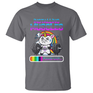 Installing Muscles Please Wait T Shirt Cute Unicorn Gym Workout Gift TS12 Charcoal Print Your Wear