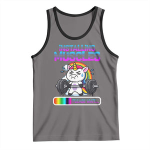 Installing Muscles Please Wait Tank Top Cute Unicorn Gym Workout Gift TS12 Deep Heather Black Print Your Wear