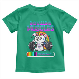 Installing Muscles Please Wait Toddler T Shirt Cute Unicorn Gym Workout Gift TS12 Irish Green Print Your Wear