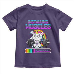 Installing Muscles Please Wait Toddler T Shirt Cute Unicorn Gym Workout Gift TS12 Purple Print Your Wear