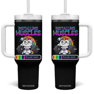 Installing Muscles Please Wait Tumbler With Handle Cute Unicorn Gym Workout Gift TS12 One Size: 40 oz Black Print Your Wear