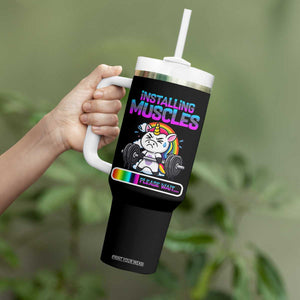 Installing Muscles Please Wait Tumbler With Handle Cute Unicorn Gym Workout Gift TS12 Print Your Wear