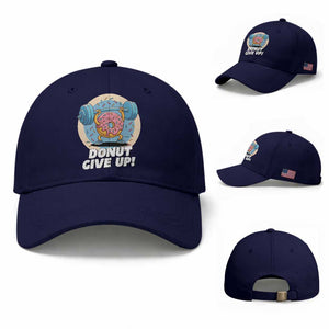 Donut Give Up Baseball Cap Funny Gym Workout Donut Lover Gift TS12 Baseball Cap Universal Fit Dark Blue Print Your Wear