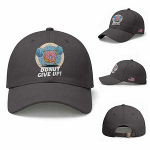 Donut Give Up Baseball Cap Funny Gym Workout Donut Lover Gift TS12 Baseball Cap Universal Fit Dark Gray Print Your Wear