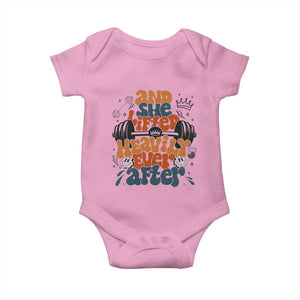 And She Lifted Heavily Ever After Baby Onesie Funny Gym Workout Gift TS12 Light Pink Print Your Wear