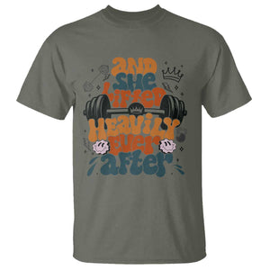 And She Lifted Heavily Ever After T Shirt Funny Gym Workout Gift TS12 Military Green Print Your Wear