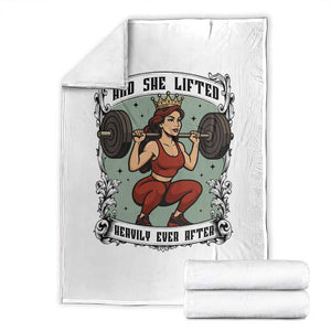 And She Lifted Heavily Ever After Throw Blanket Women Weightlifting Humor Gift TS12 White Print Your Wear