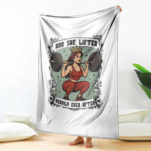And She Lifted Heavily Ever After Throw Blanket Women Weightlifting Humor Gift TS12 Print Your Wear