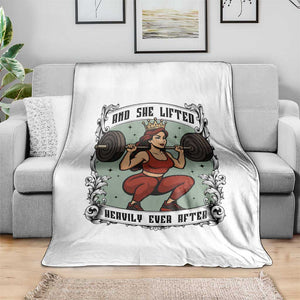 And She Lifted Heavily Ever After Throw Blanket Women Weightlifting Humor Gift TS12 Print Your Wear