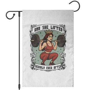 And She Lifted Heavily Ever After Garden Flag Women Weightlifting Humor Gift TS12 White Print Your Wear