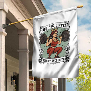 And She Lifted Heavily Ever After Garden Flag Women Weightlifting Humor Gift TS12 Print Your Wear