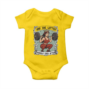 And She Lifted Heavily Ever After Baby Onesie Women Weightlifting Humor Gift TS12 Daisy Print Your Wear