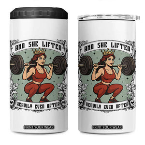 And She Lifted Heavily Ever After 4 in 1 Can Cooler Tumbler Women Weightlifting Humor Gift TS12 One Size: 16 oz White Print Your Wear