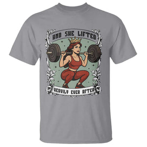 And She Lifted Heavily Ever After T Shirt Women Weightlifting Humor Gift TS12 Sport Gray Print Your Wear