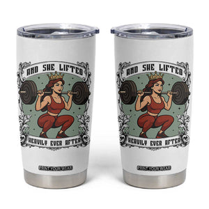 And She Lifted Heavily Ever After Tumbler Cup Women Weightlifting Humor Gift TS12 White Print Your Wear