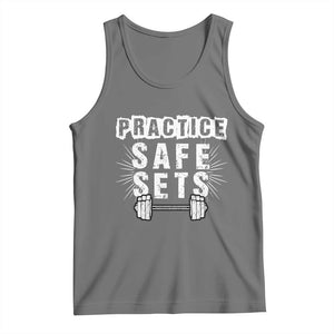 Practice Safe Sets Tank Top Funny Gym Workout Gift TS12 Black Heather Print Your Wear