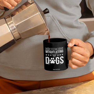 Easily Distracted By Weightlifting And Dogs Coffee Mug Funny Gym Gift TS12 Print Your Wear