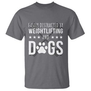Easily Distracted By Weightlifting And Dogs T Shirt Funny Gym Gift TS12 Charcoal Print Your Wear